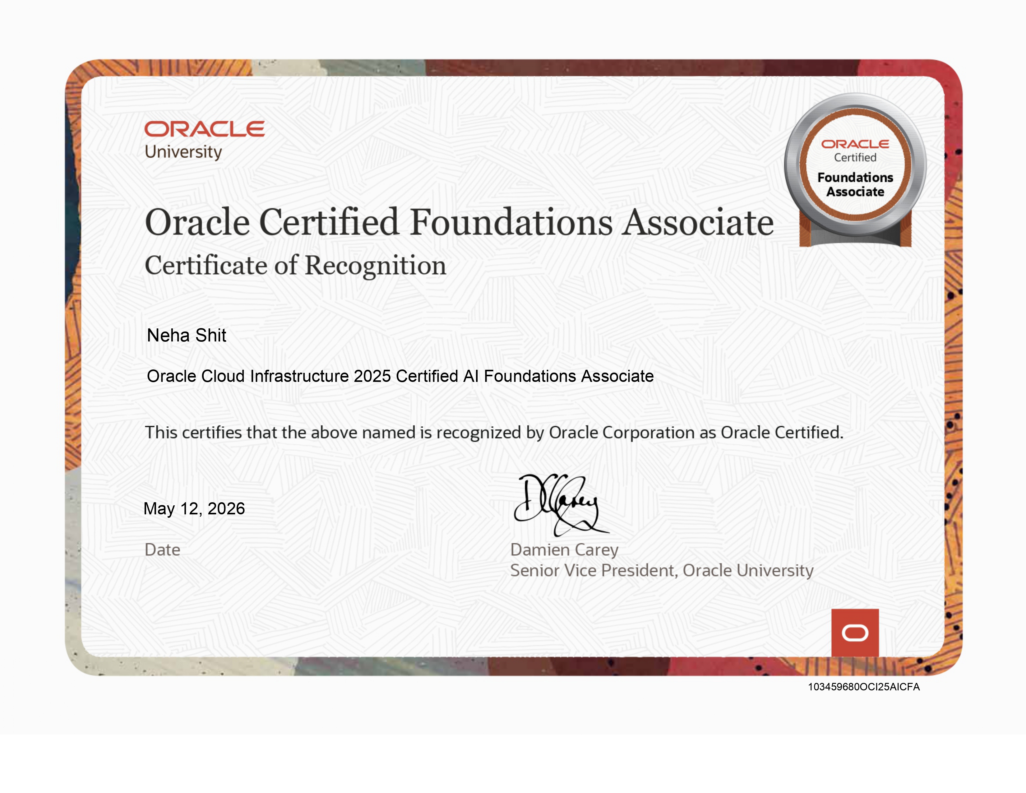 Oracle Cloud Infrastructure AI Foundations Certificate