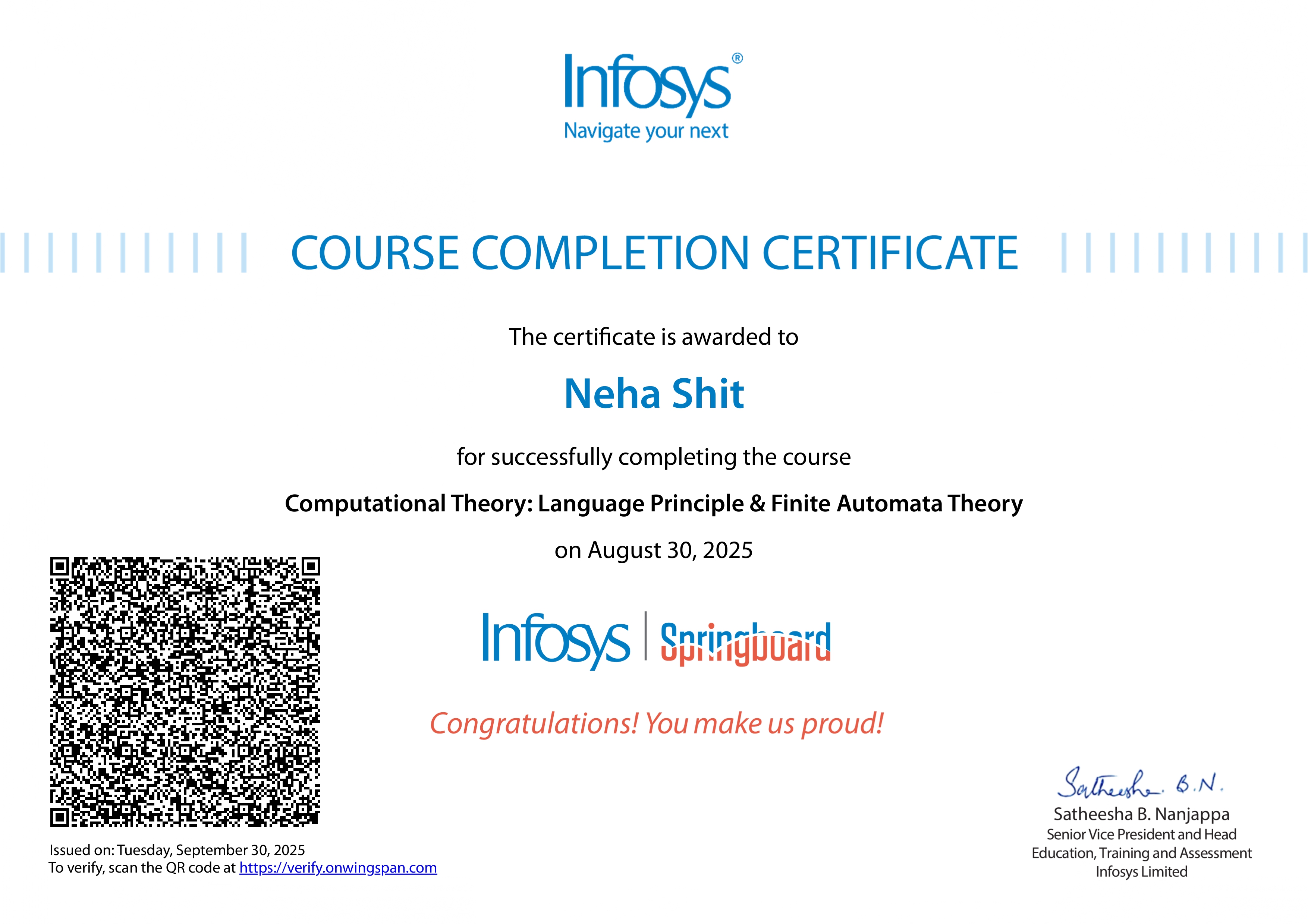 Computational Theory Certificate